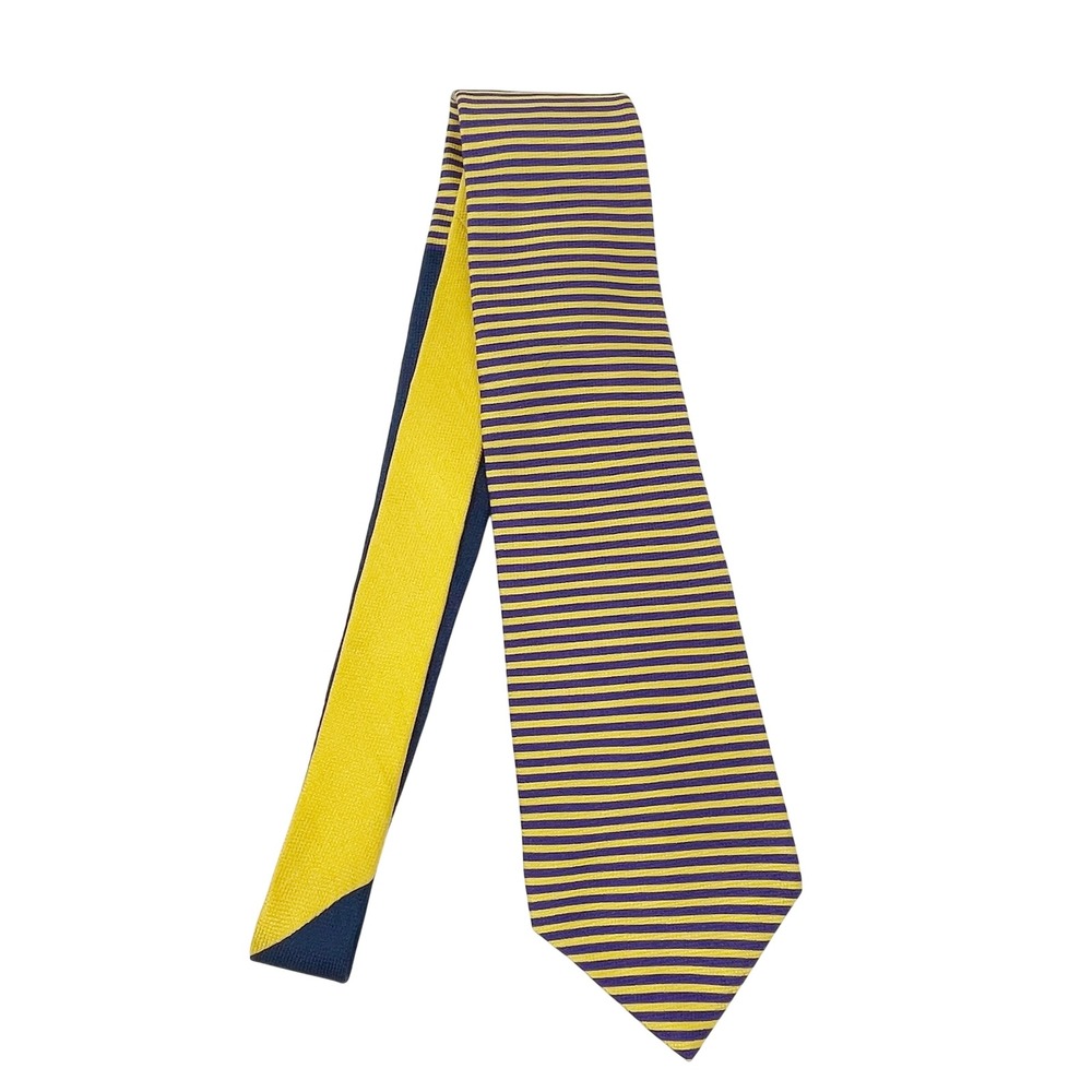 Tommy Hilfiger Men's Tie Purple Yellow Good Striped Preppy Academia University